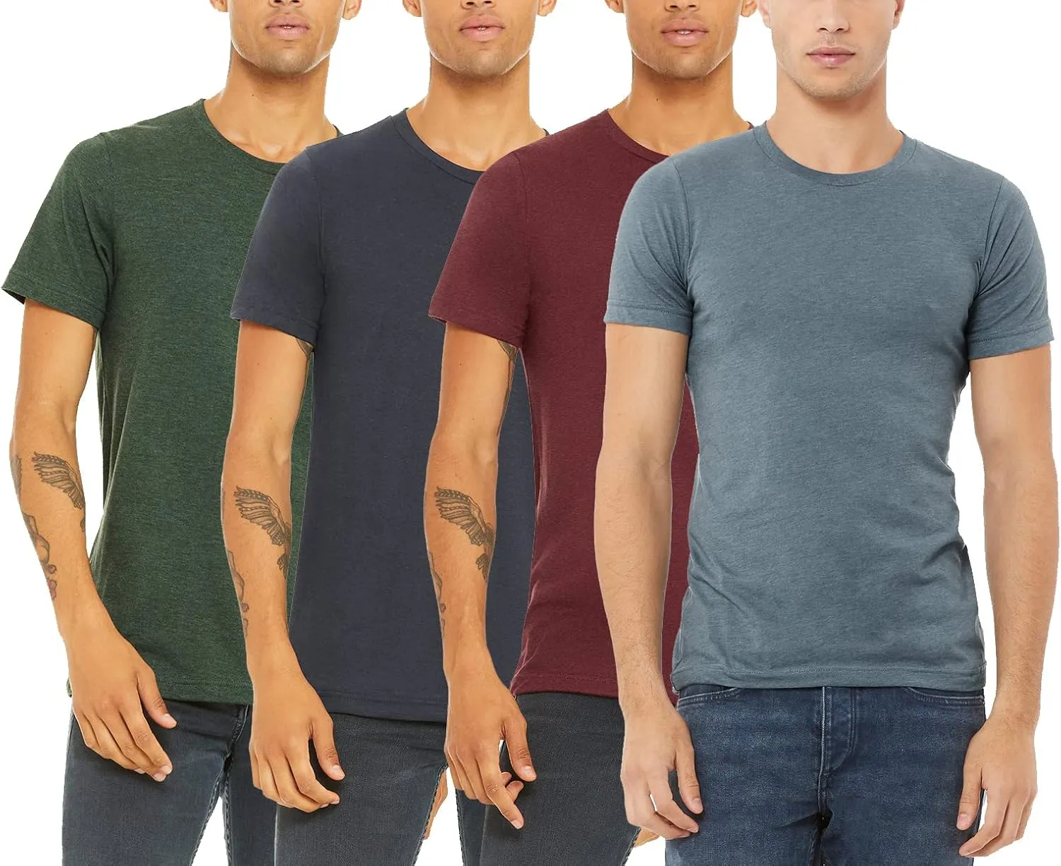 4 Pack Men's Heather Cotton Poly T-Shirt