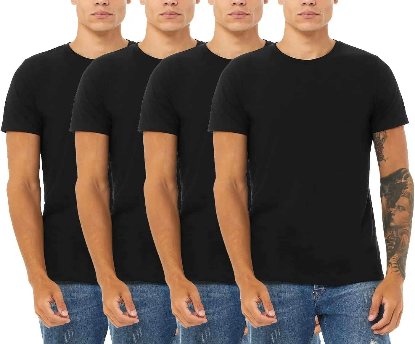 4 Pack Men's Heather Cotton Poly T-Shirt