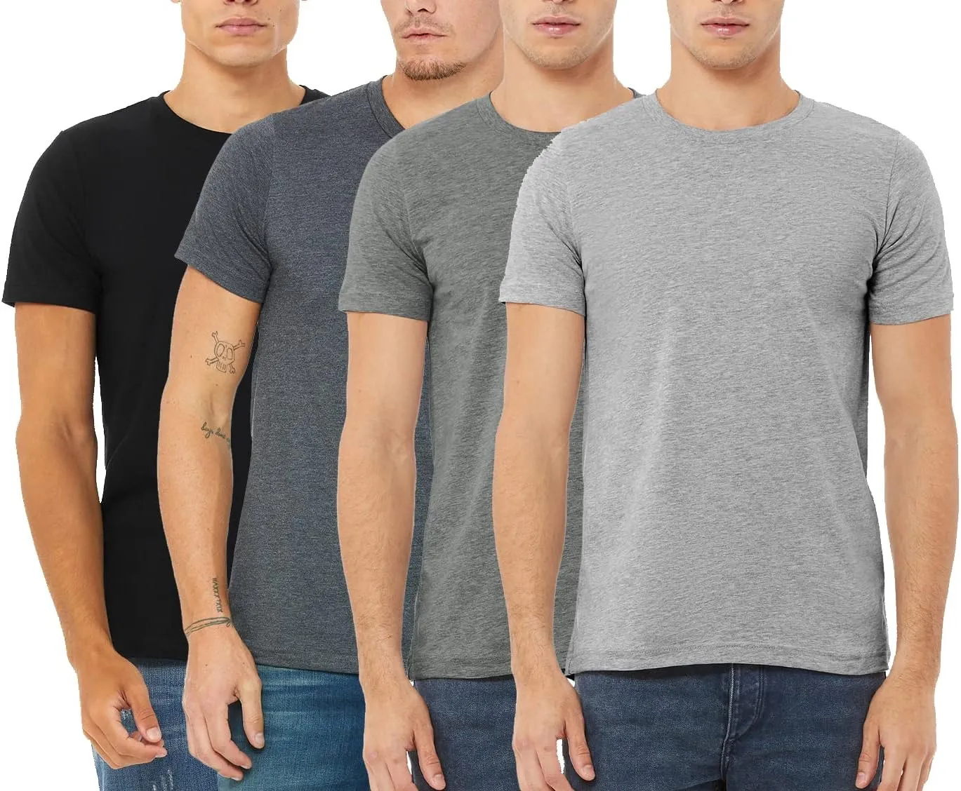 4 Pack Men's Heather Cotton Poly T-Shirt