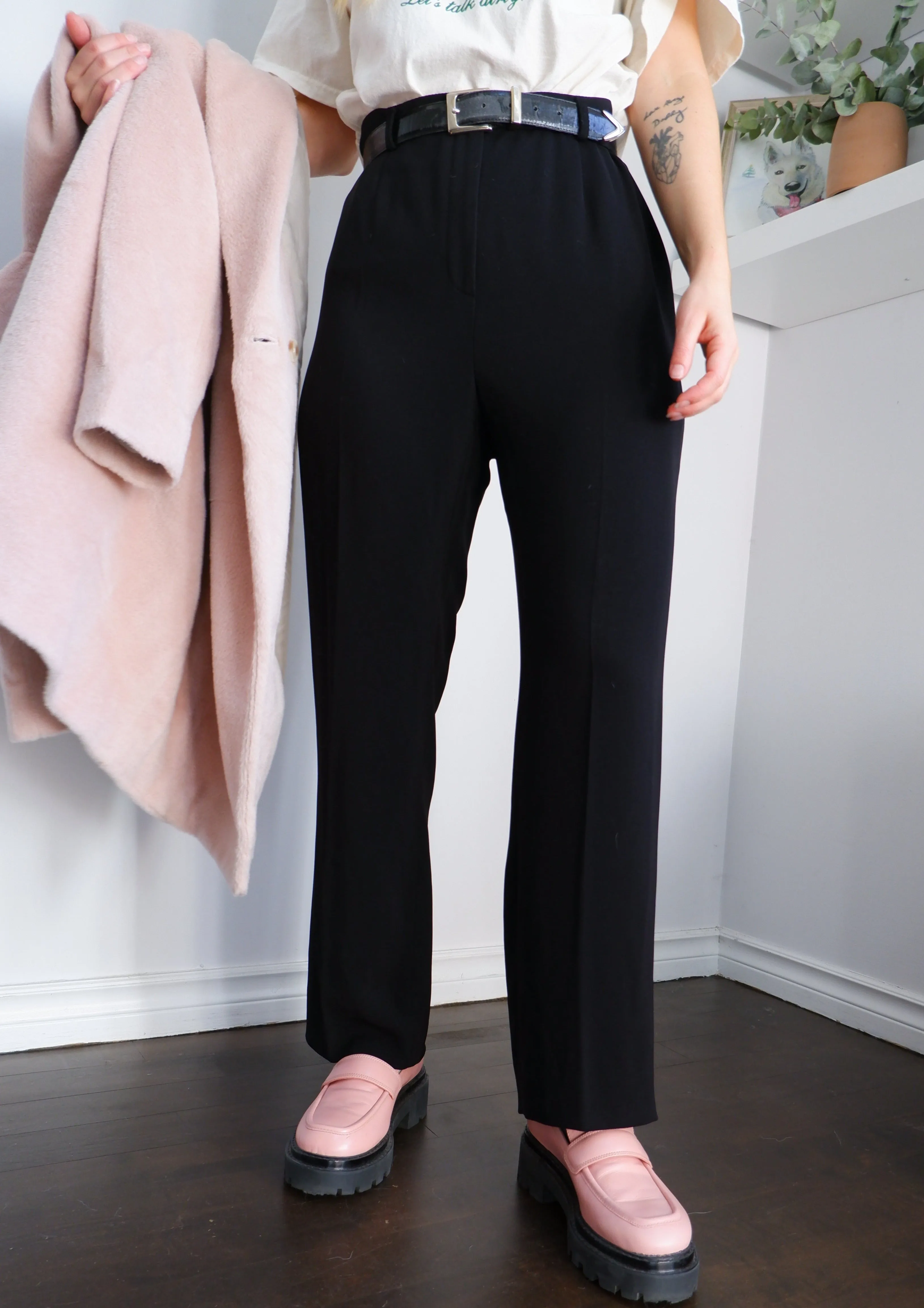 90s Ralph Lauren Black Relaxed Trousers - 8/10