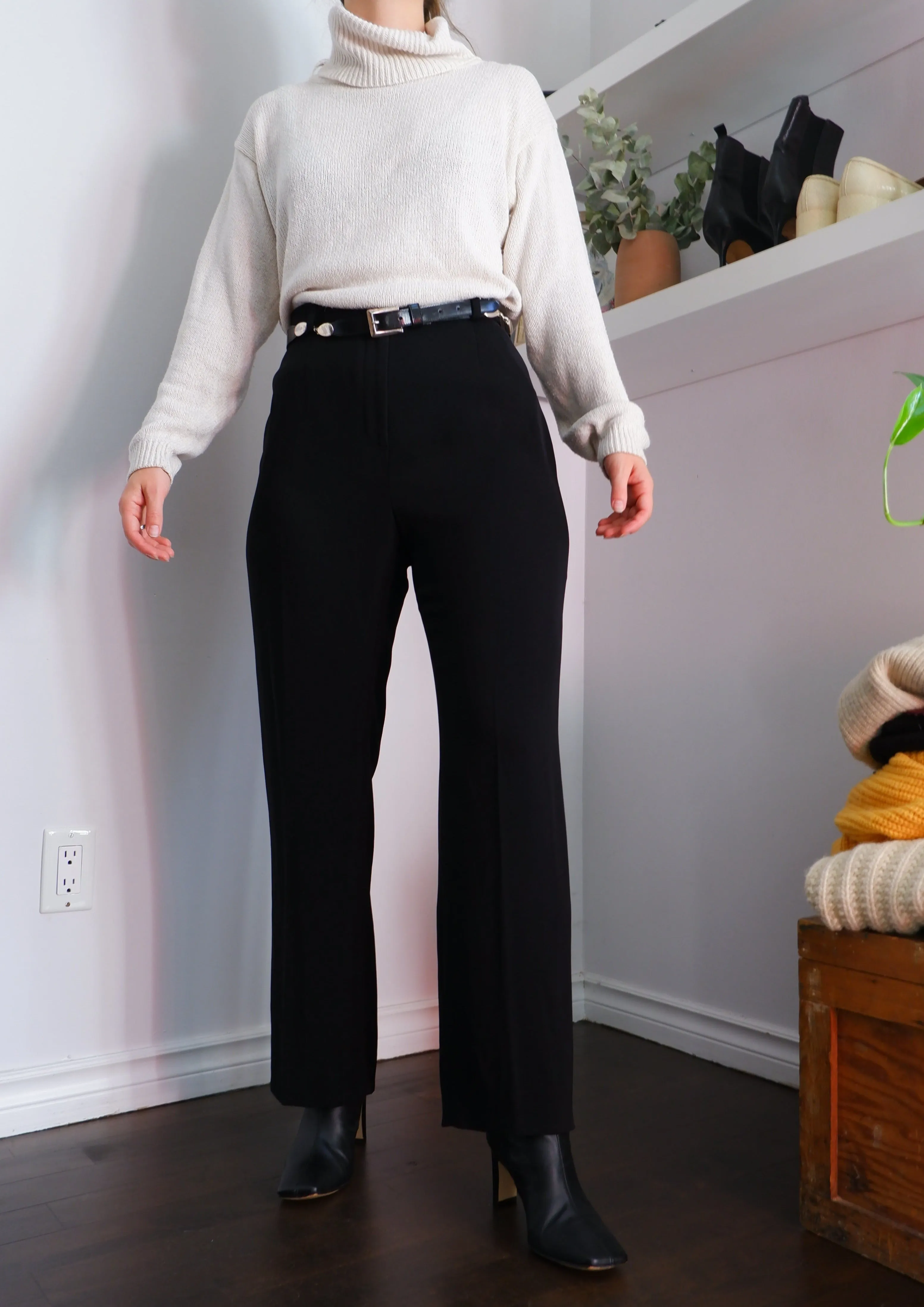 90s Ralph Lauren Black Relaxed Trousers - 8/10