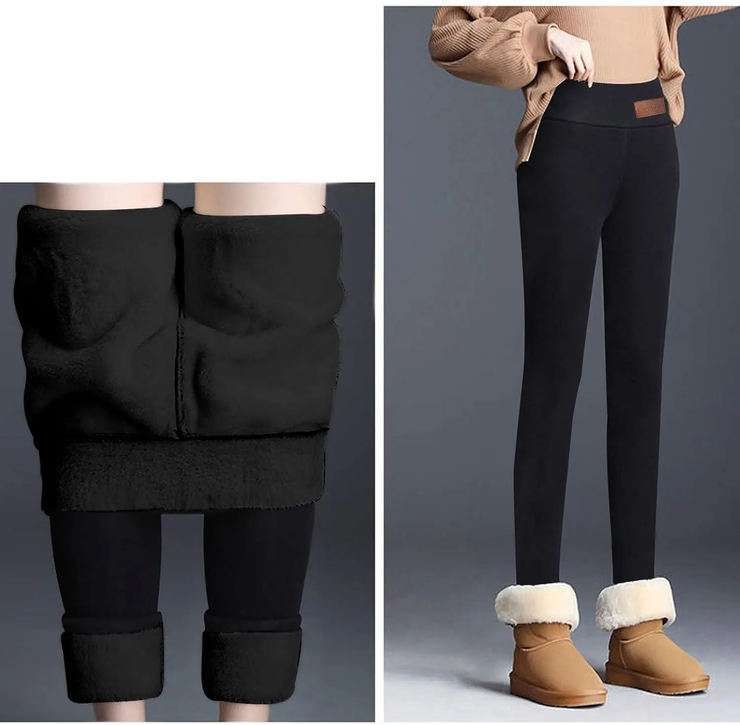 aihihe Women's Plus Size Warm Fleece Sherpa Lined Leggings 2023 Winter Thermal Tights Tummy Control Soft Casual Bottoms