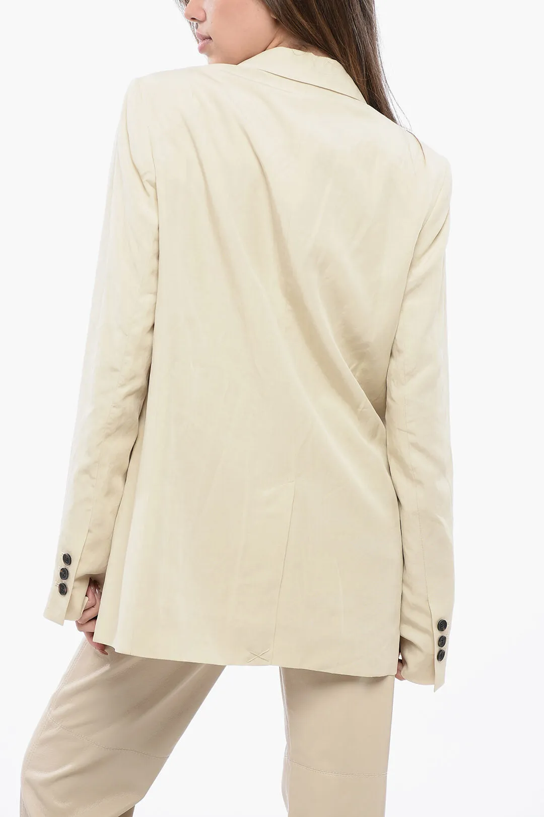 AllSaints Linen Blend 1 Buttons DERI Blazer with Peak Lapel