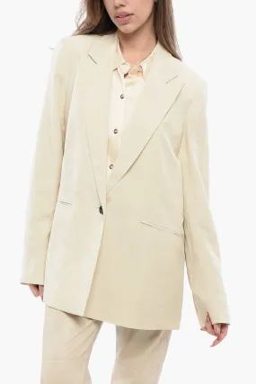 AllSaints Linen Blend 1 Buttons DERI Blazer with Peak Lapel