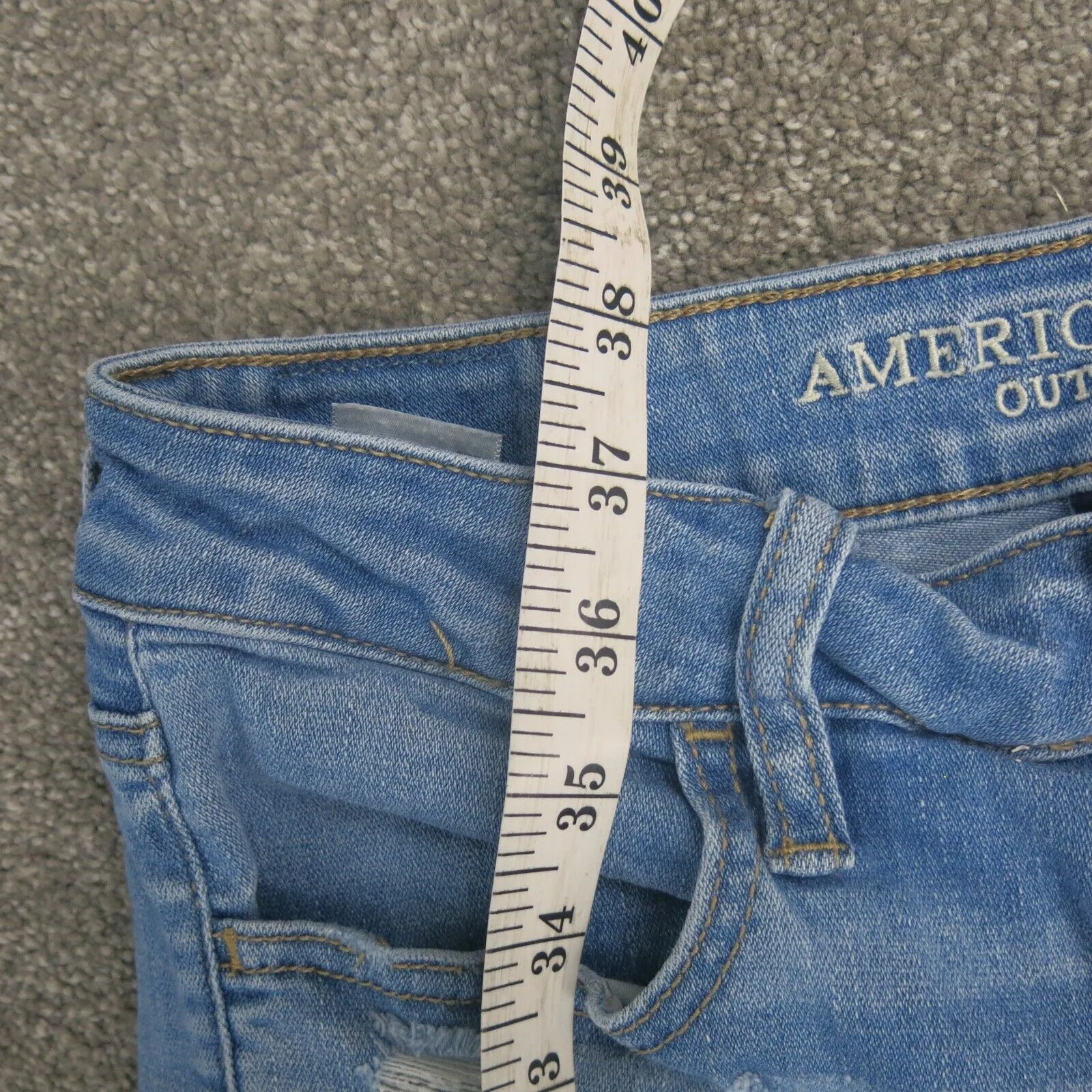 American Eagle Womens Jeans Skinny Leg Distressed Stretch Blue Size Size W27