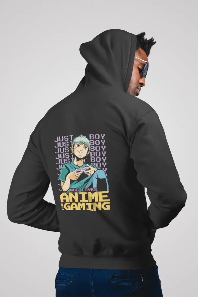 Anime Gamer Black Printed Hoodie for men