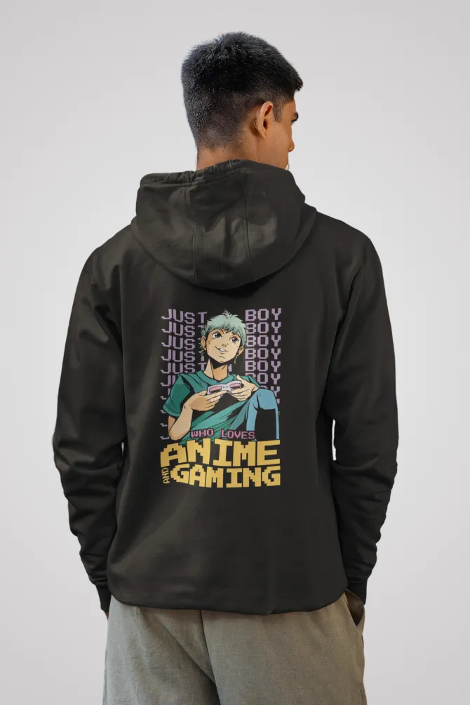 Anime Gamer Black Printed Hoodie for men