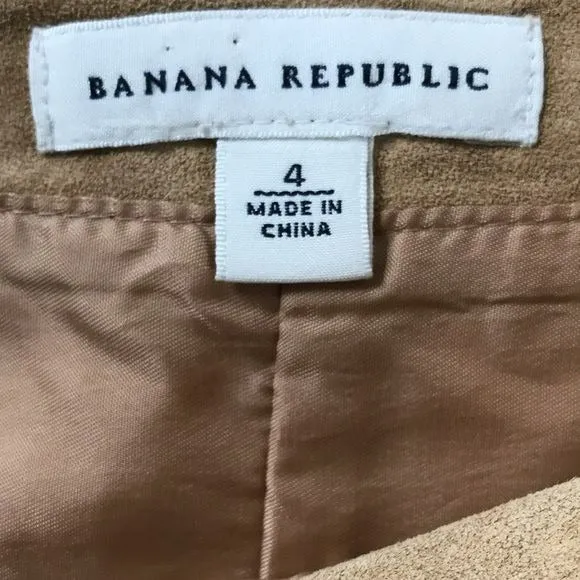 BANANA REPUBLIC Vintage Tan Asymmetrical Leather Suede Skirt Size 4