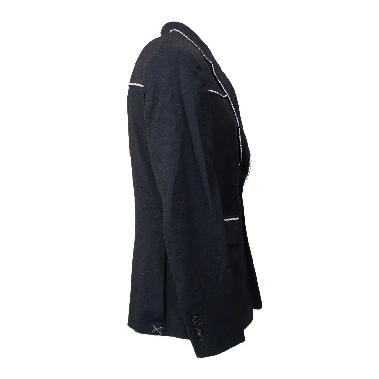 Black Crystal Trim Single Breasted Jacket
