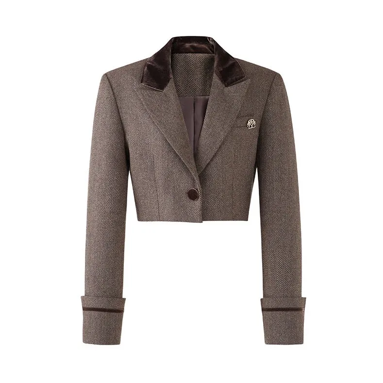Brown Blazer & Asymmetrical Skirt Set