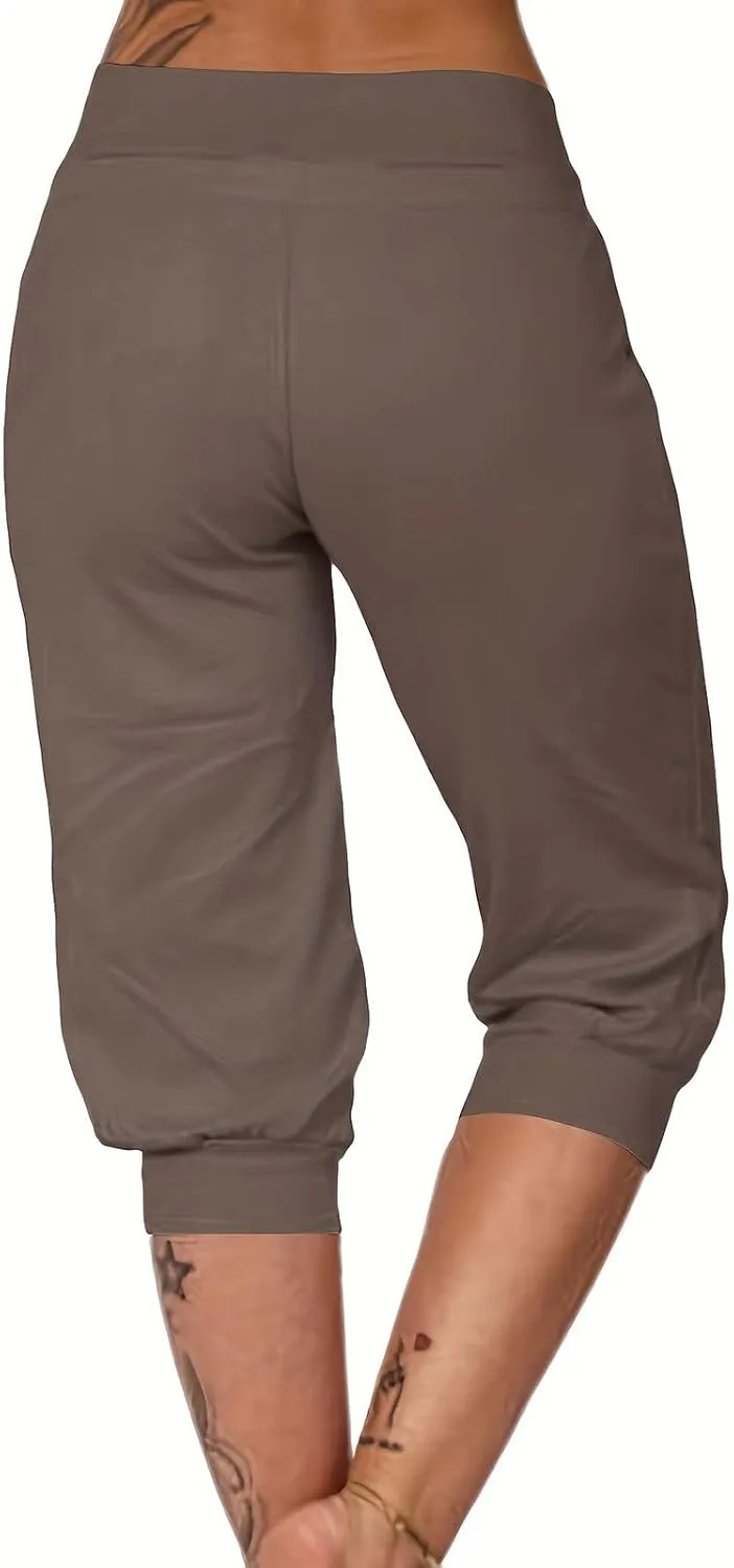 Capri Pants for Women Casual Summer Cropped Soft Lightweight Sweatpants Skinny Athletic Yoga Pants with Pockets