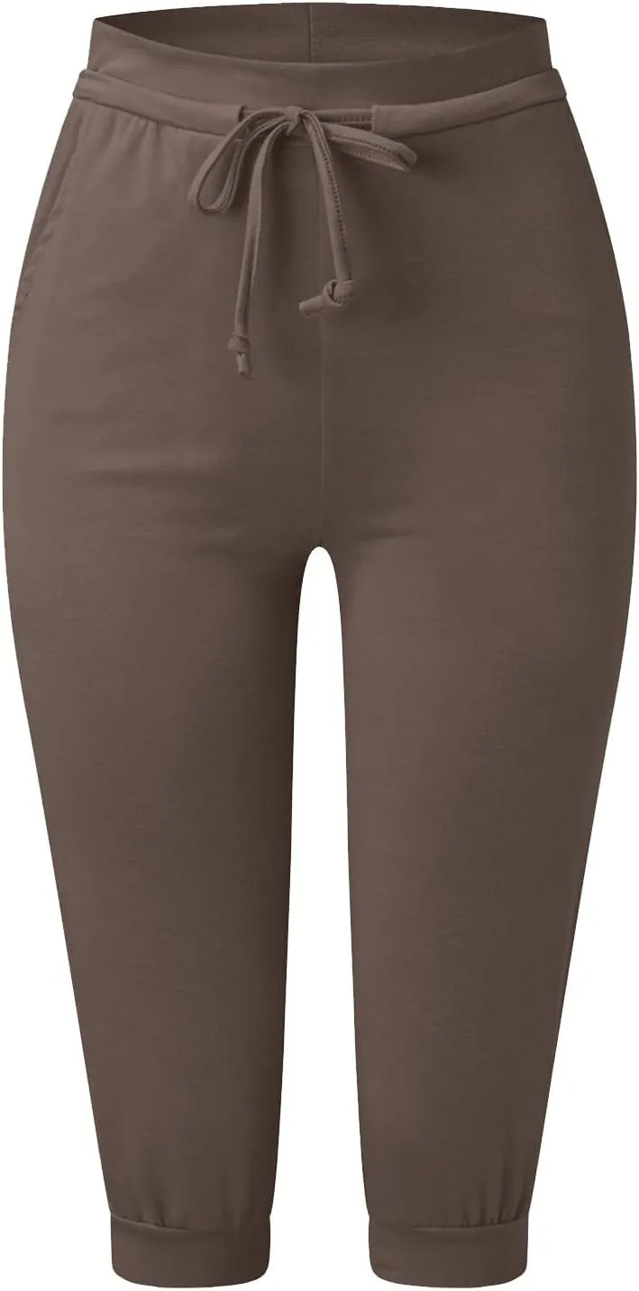 Capri Pants for Women Casual Summer Cropped Soft Lightweight Sweatpants Skinny Athletic Yoga Pants with Pockets