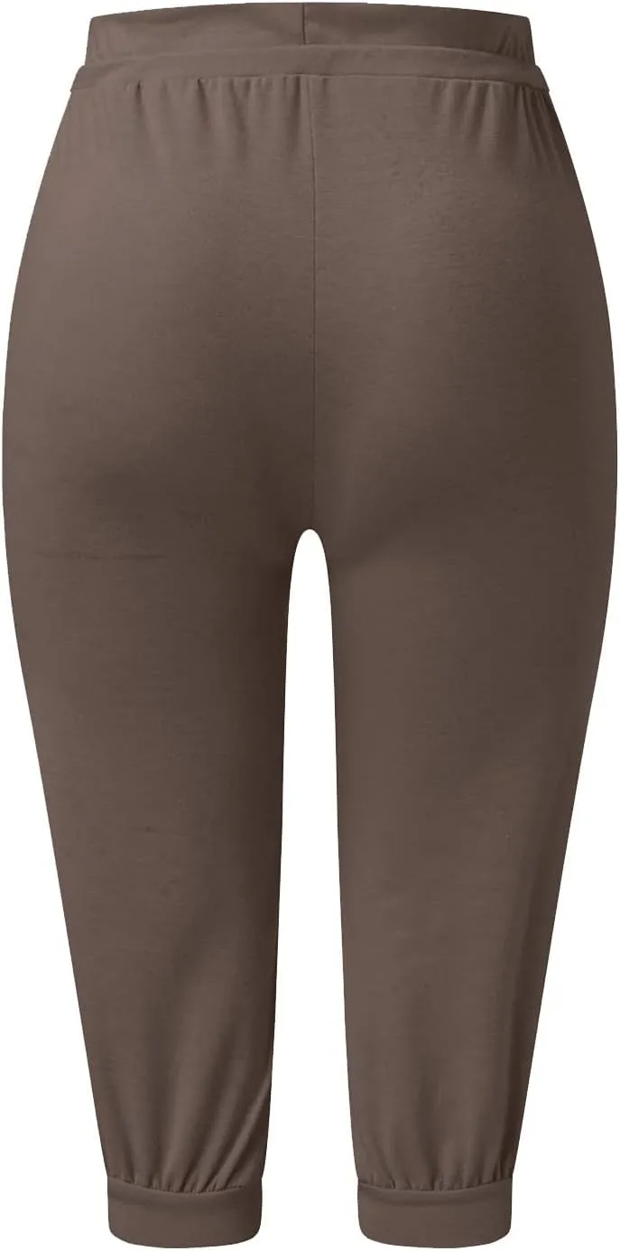 Capri Pants for Women Casual Summer Cropped Soft Lightweight Sweatpants Skinny Athletic Yoga Pants with Pockets