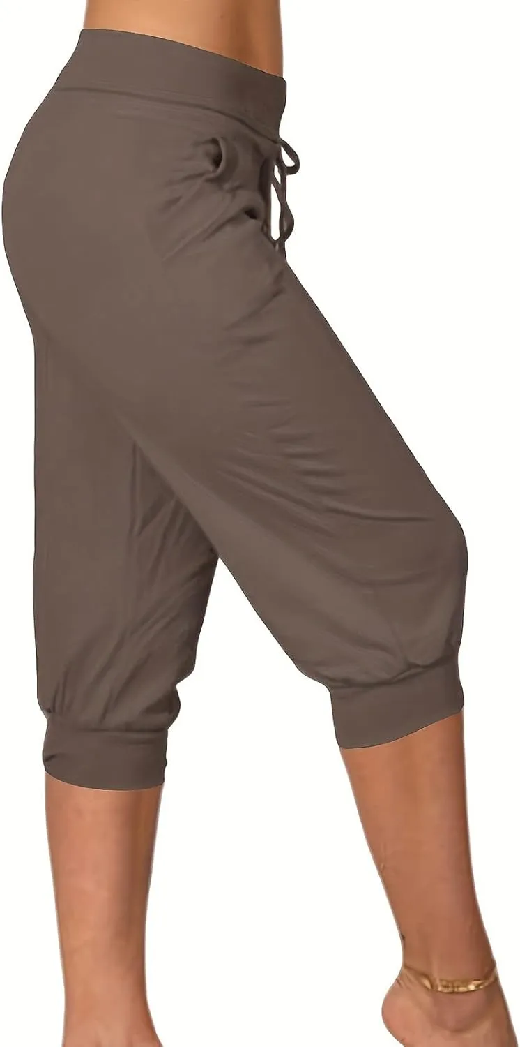 Capri Pants for Women Casual Summer Cropped Soft Lightweight Sweatpants Skinny Athletic Yoga Pants with Pockets