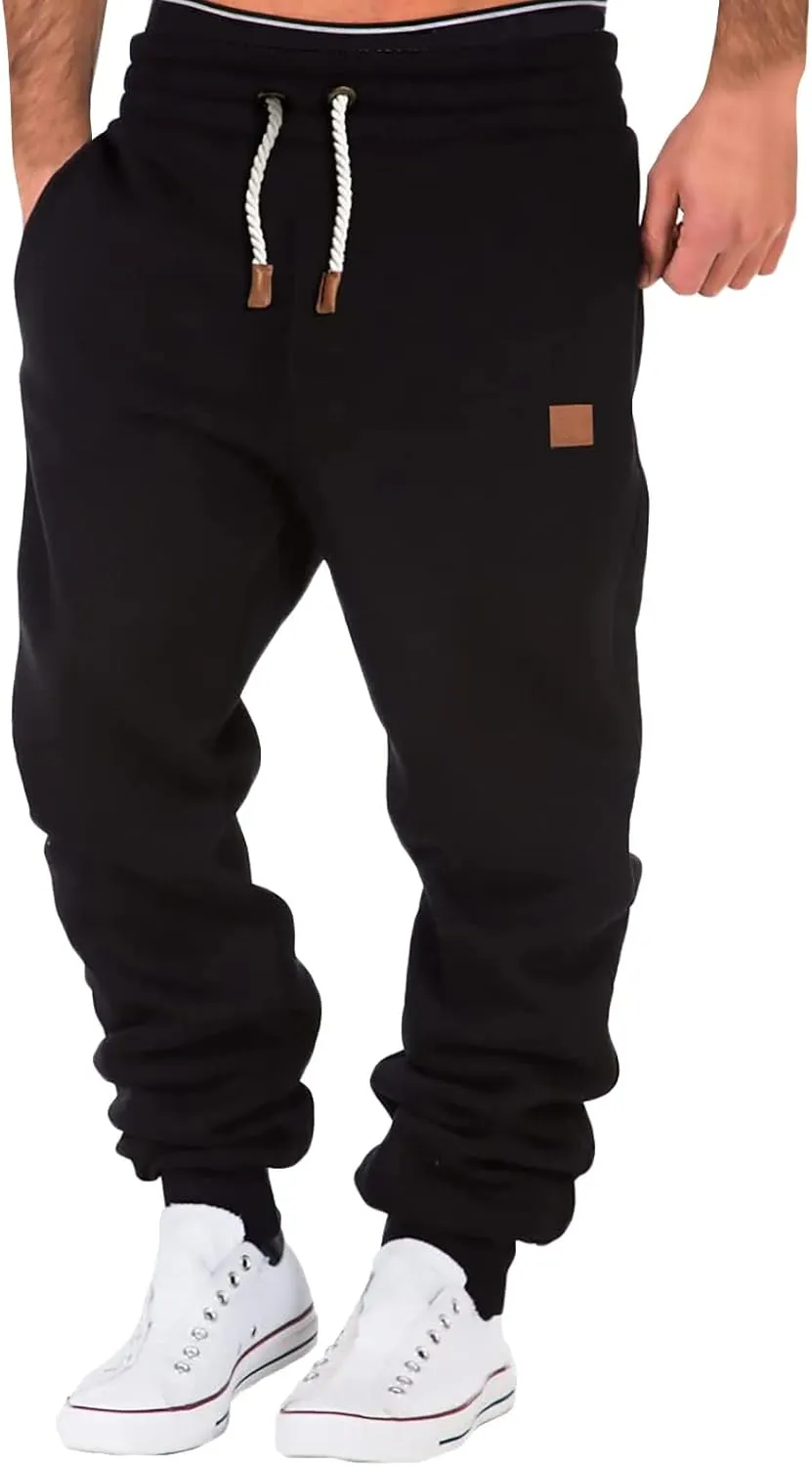 Cargo Pants for Men Big and Tall with Pockets Mens Cargo Sweatpants Heavyweight Fleece Jogger Pants Drawstring Sports