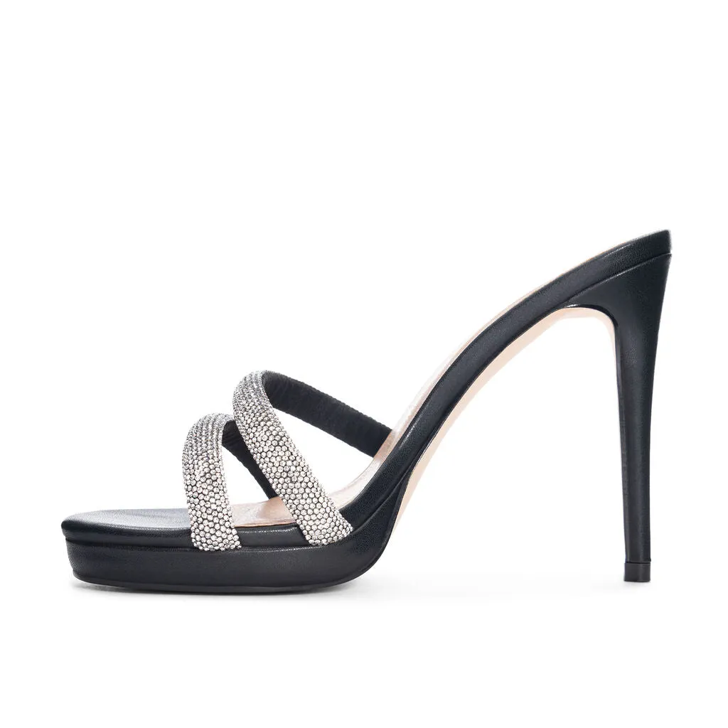 Chinese Laundry - Friendly Rhinestone Dress Slide Heel Mule Sandal - Black