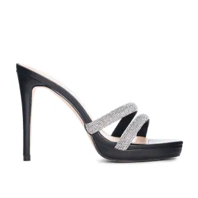 Chinese Laundry - Friendly Rhinestone Dress Slide Heel Mule Sandal - Black