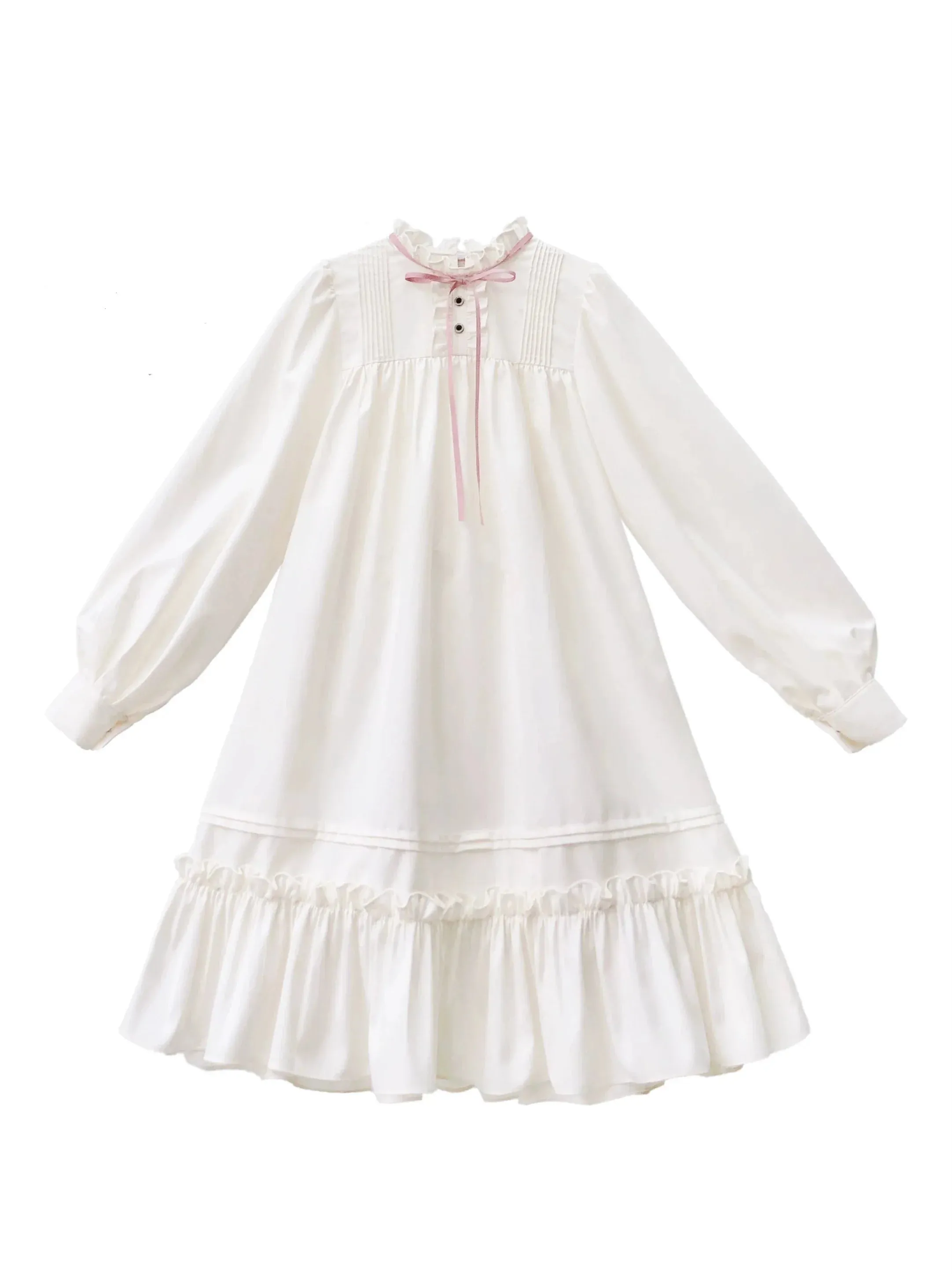 Collar Doll Lolita Coat   Off-White   Pink Frilled Dress Badge