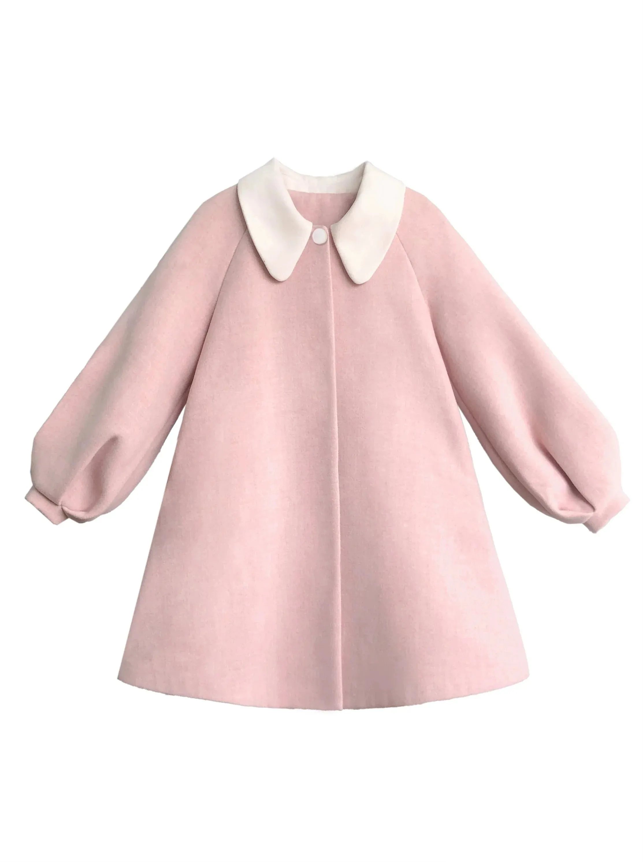 Collar Doll Lolita Coat   Off-White   Pink Frilled Dress Badge