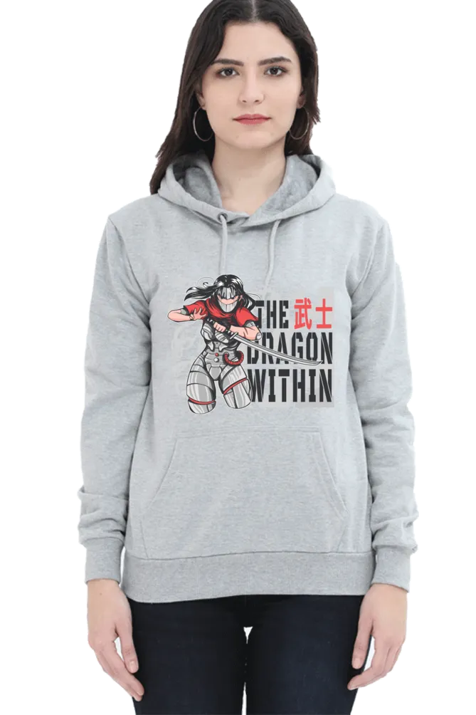 Cyborg Ninja Anime Grey Melange Printed Hoodie for women