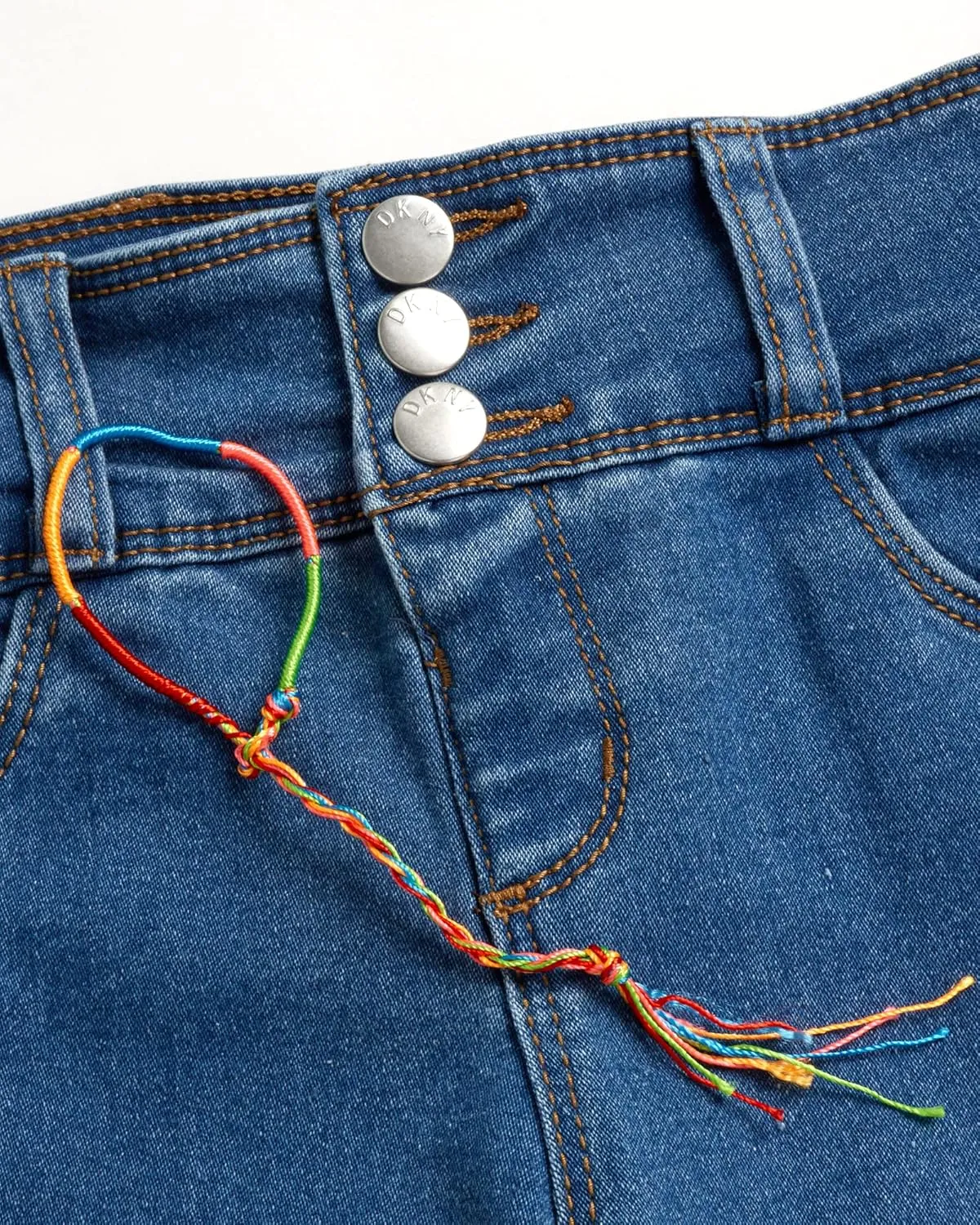 DKNY Girls' Jeans - 5 Pocket Button Fly Stretch Denim Jeans with Cuffs (Big Girl)