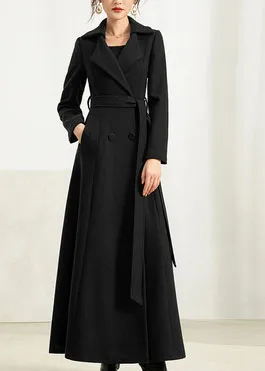 elegant simple double breasted warm coat 2953