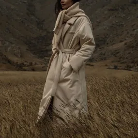 Elegant Temperament Long Cotton Jacket With Belt