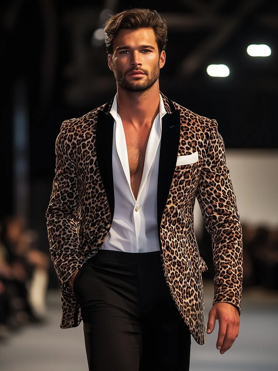 Fashion Leopard Print Single Breasted Blazer