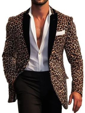 Fashion Leopard Print Single Breasted Blazer