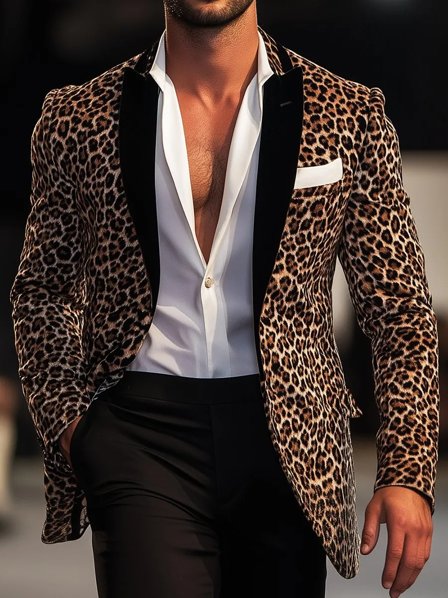 Fashion Leopard Print Single Breasted Blazer