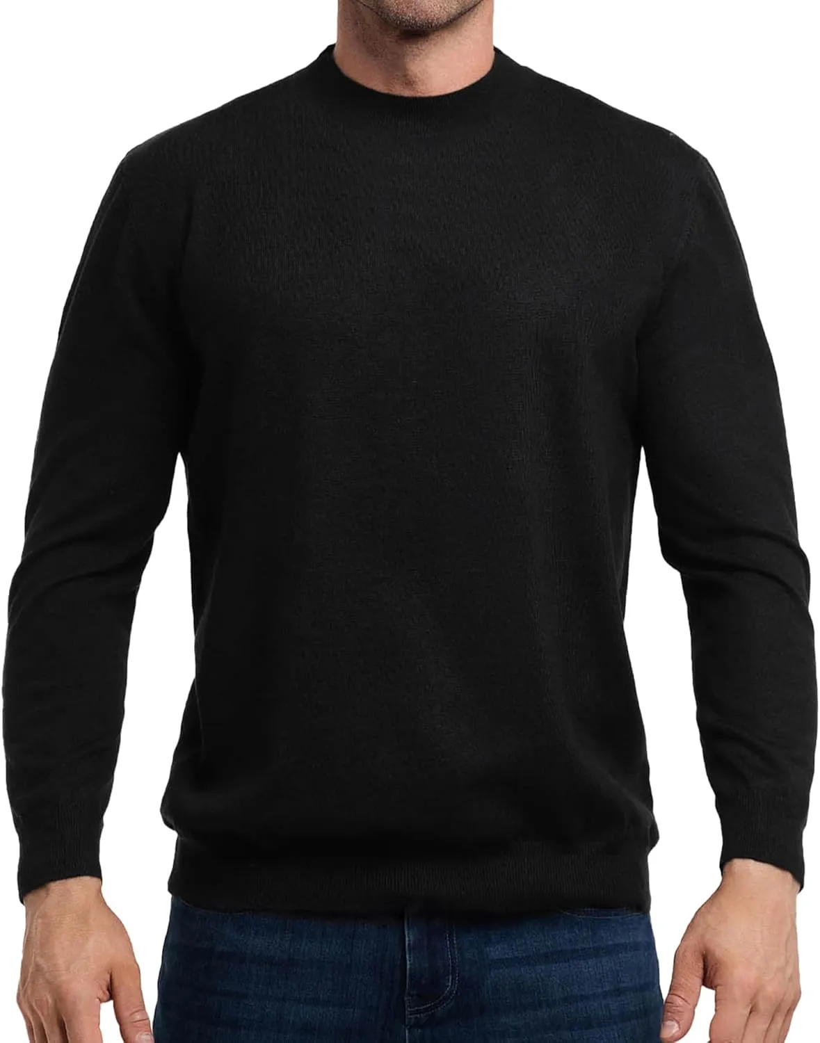 Fioboc Men's Crewneck Sweater Casual Pullover Sweater Slim Fit Lightweight Long Sleeve Knit Sweater S-4XL