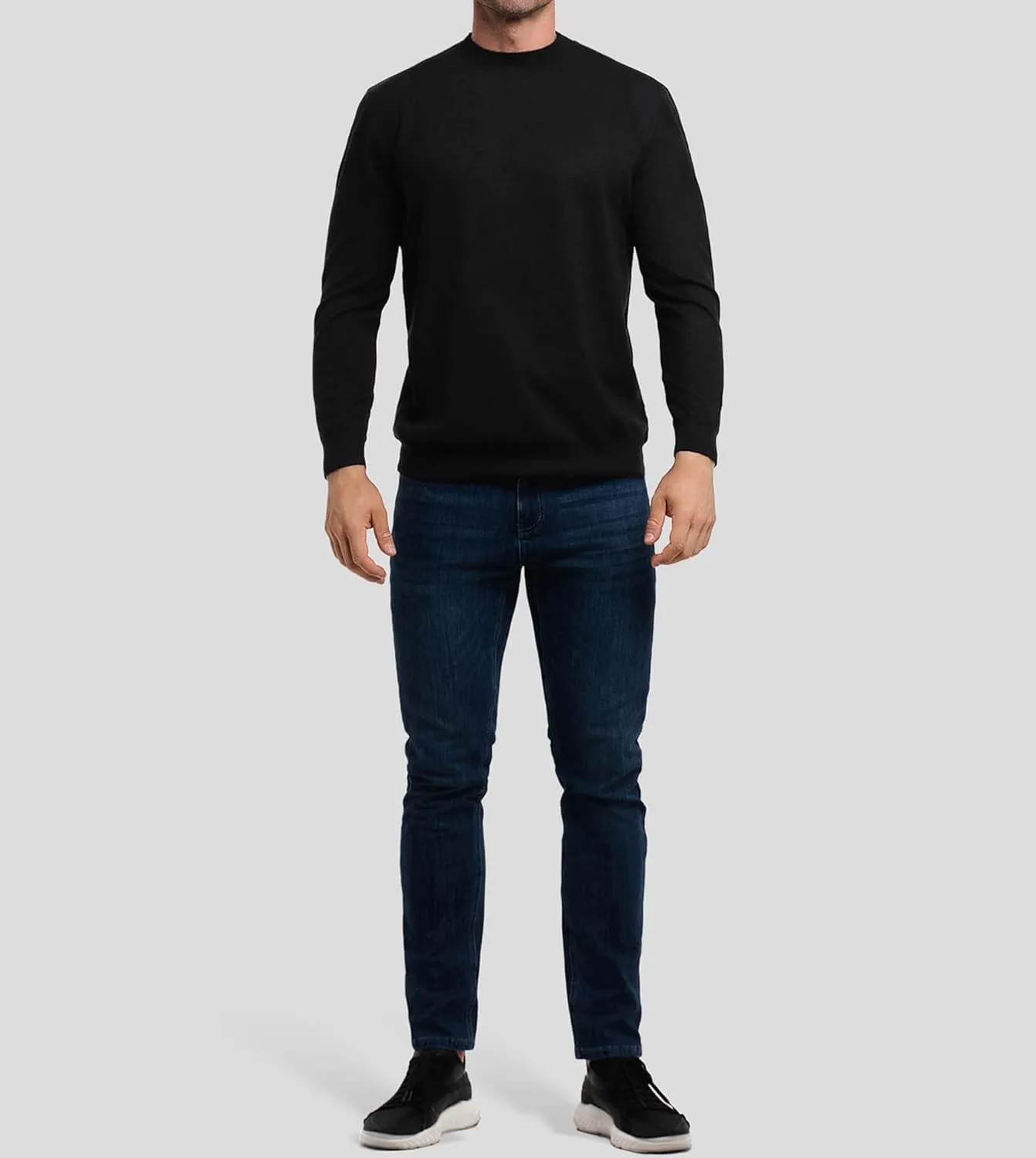 Fioboc Men's Crewneck Sweater Casual Pullover Sweater Slim Fit Lightweight Long Sleeve Knit Sweater S-4XL