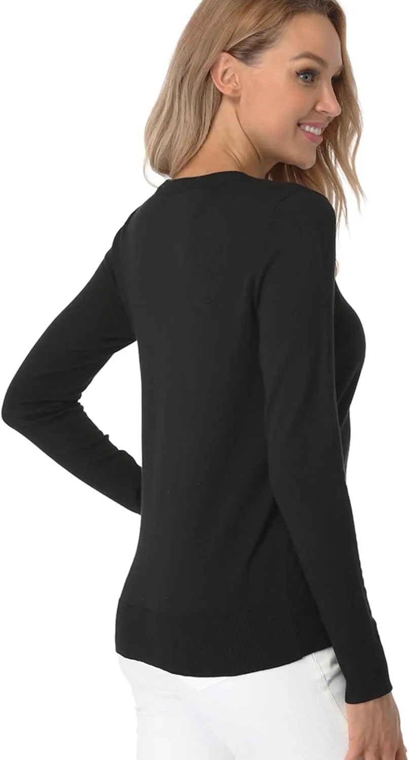 Fuinloth Women's Sweater, Lightweight Crewneck Long Sleeve Pullover
