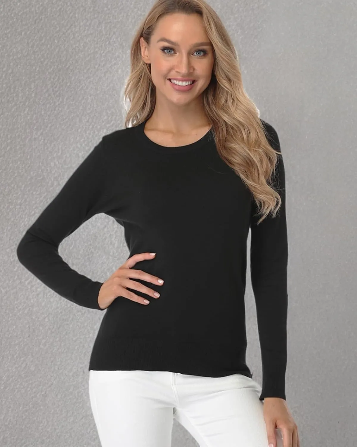 Fuinloth Women's Sweater, Lightweight Crewneck Long Sleeve Pullover
