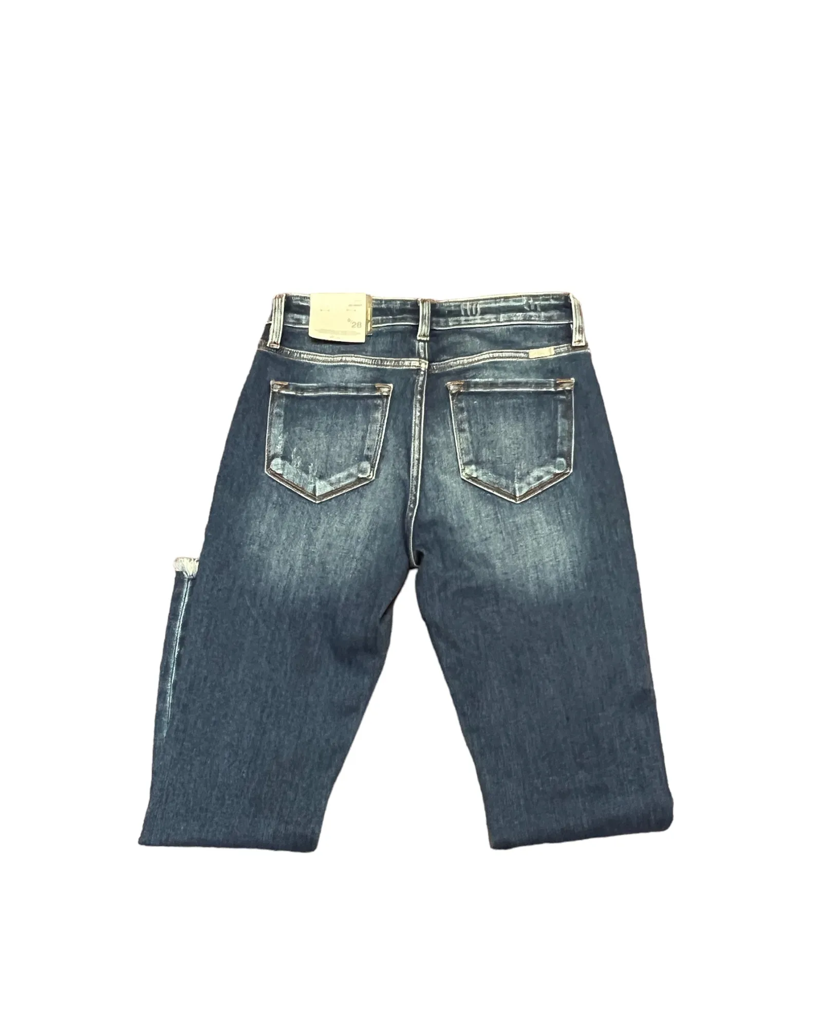 HIGH RISE ANKLE SKINNY distressed bottom
