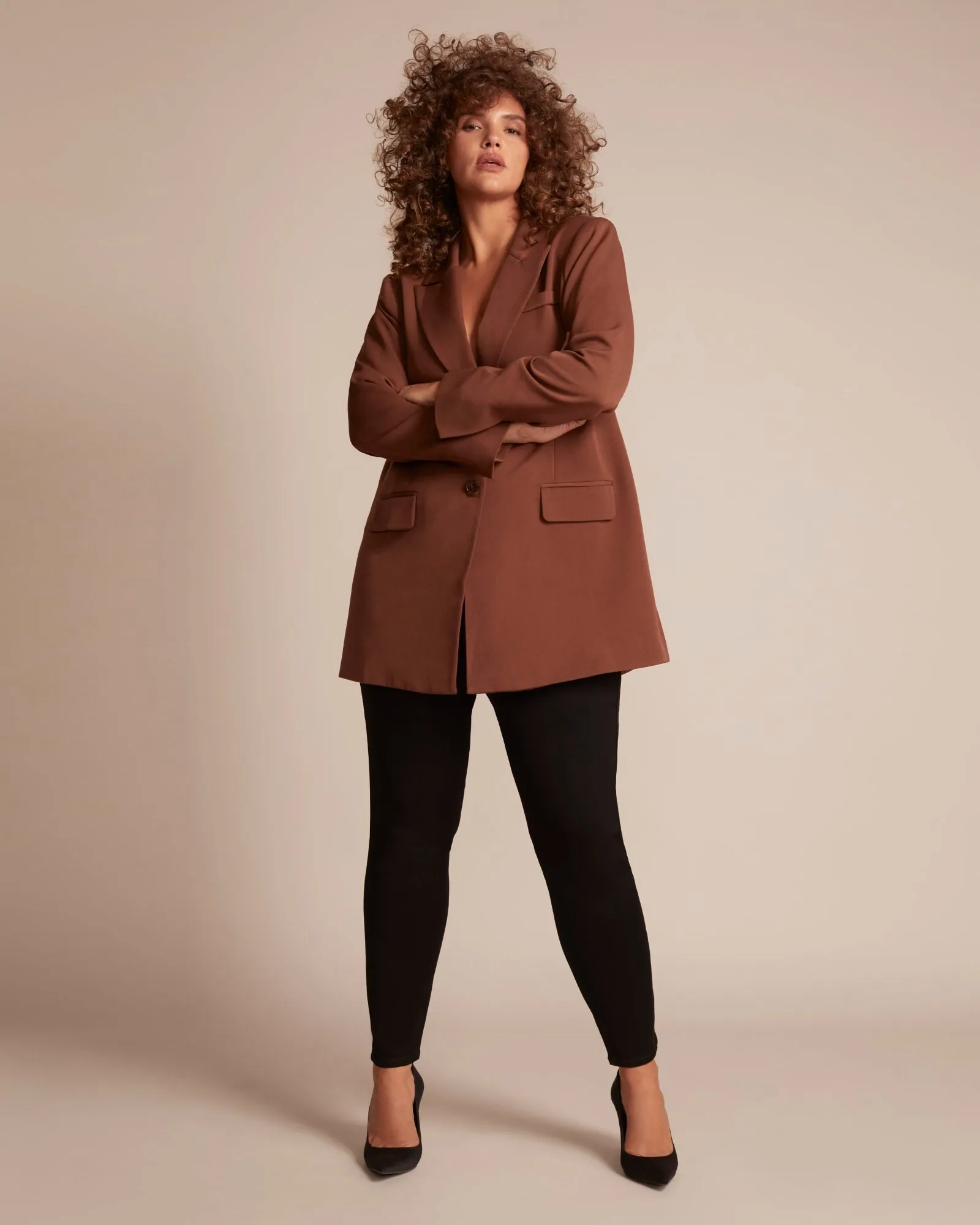 Imani Longline Blazer | Brown