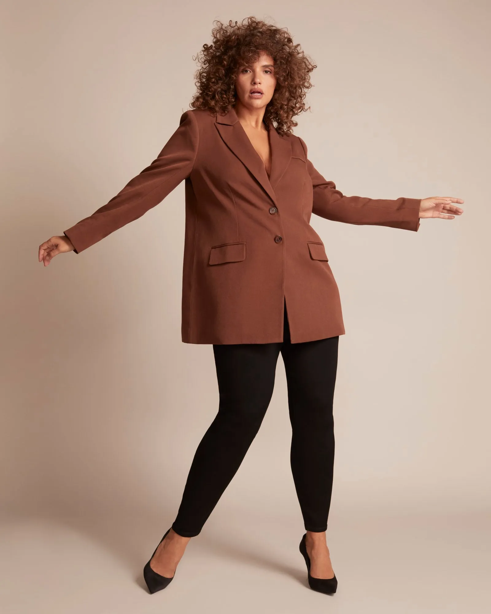 Imani Longline Blazer | Brown