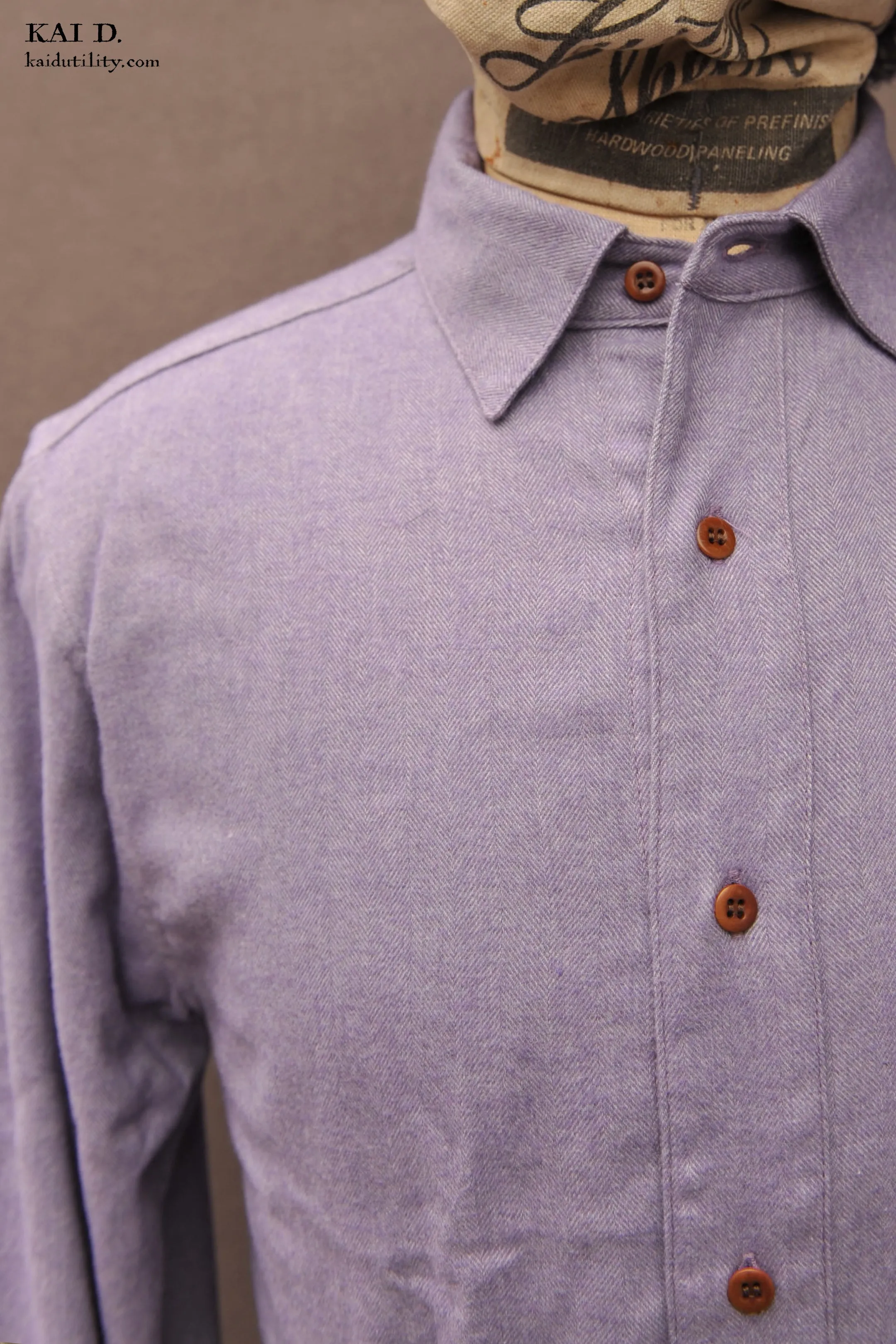 Italian Flannel Denham Shirt - Lilac - M, L (longer sleeves and body length)