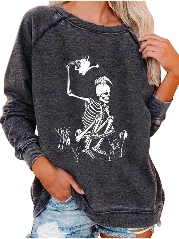 Justice Women's Skeleton Print Raglan Sleeve Hoodie
