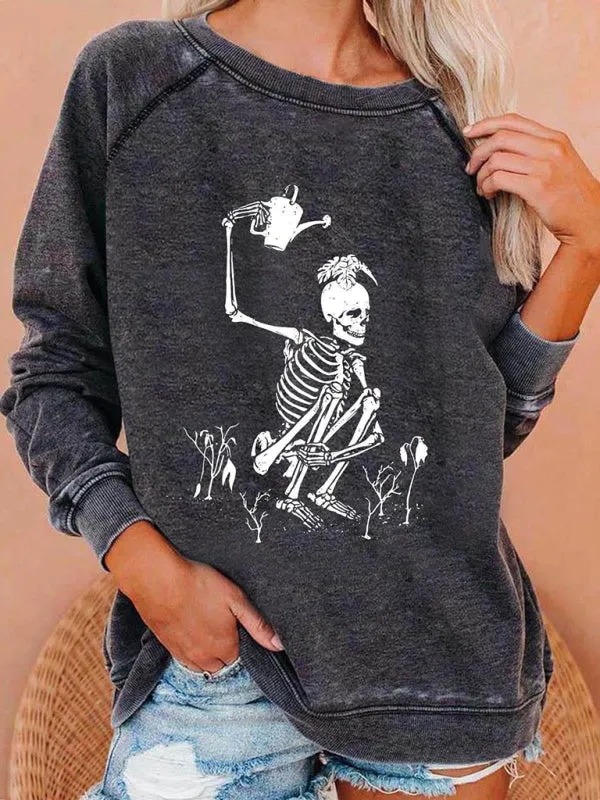 Justice Women's Skeleton Print Raglan Sleeve Hoodie
