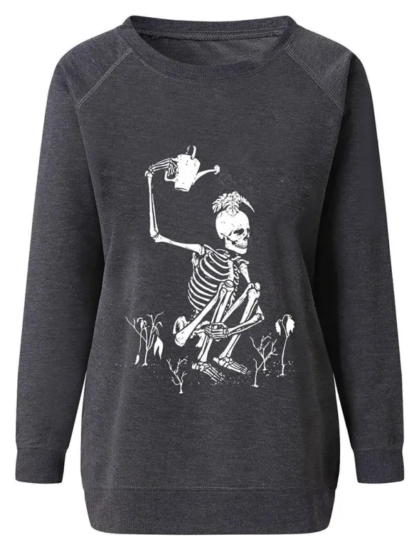 Justice Women's Skeleton Print Raglan Sleeve Hoodie