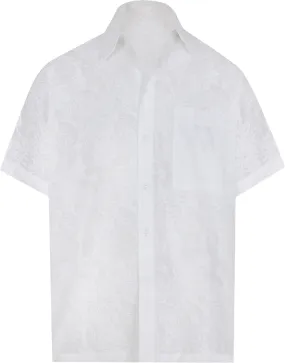 LA LEELA Men's Wear Summer Everyday Essentials Holiday Casual  Shirt 100% NATURAL COTTON  Floral Printed White Hawaiian shirt