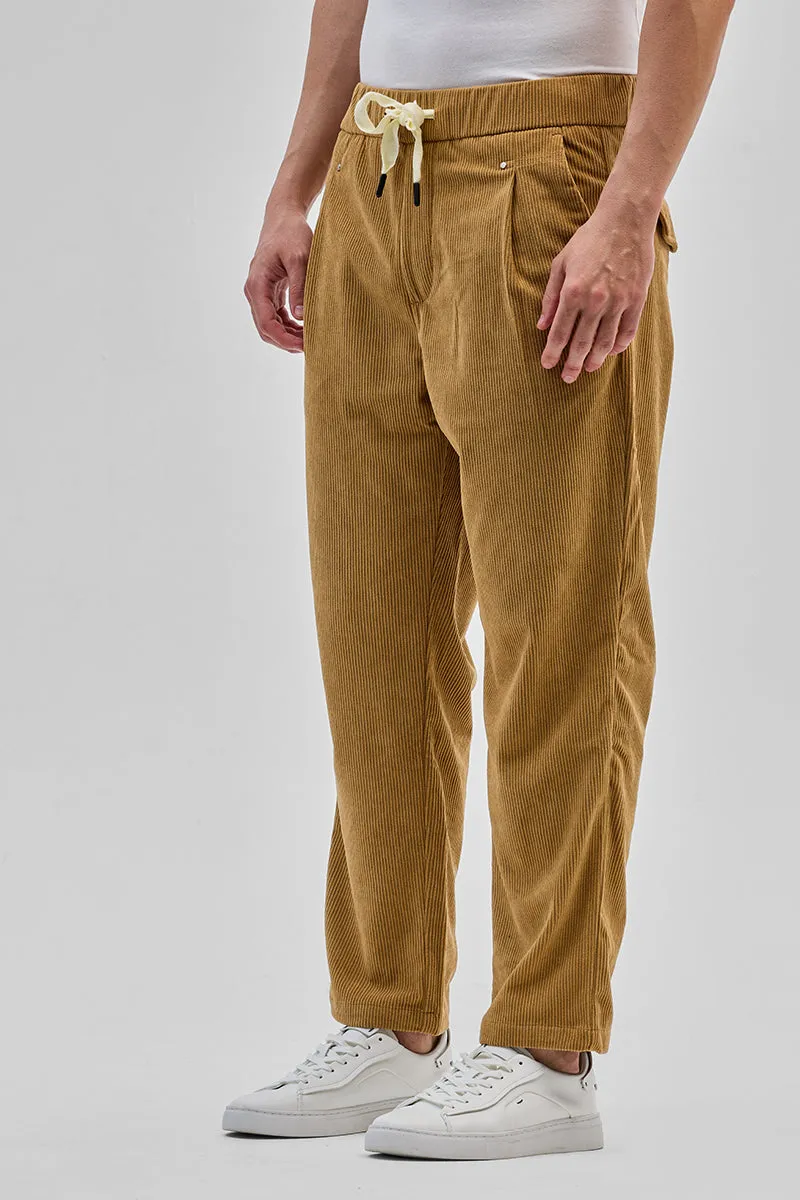 Light Brown Corduroy Relaxed Fit Trousers