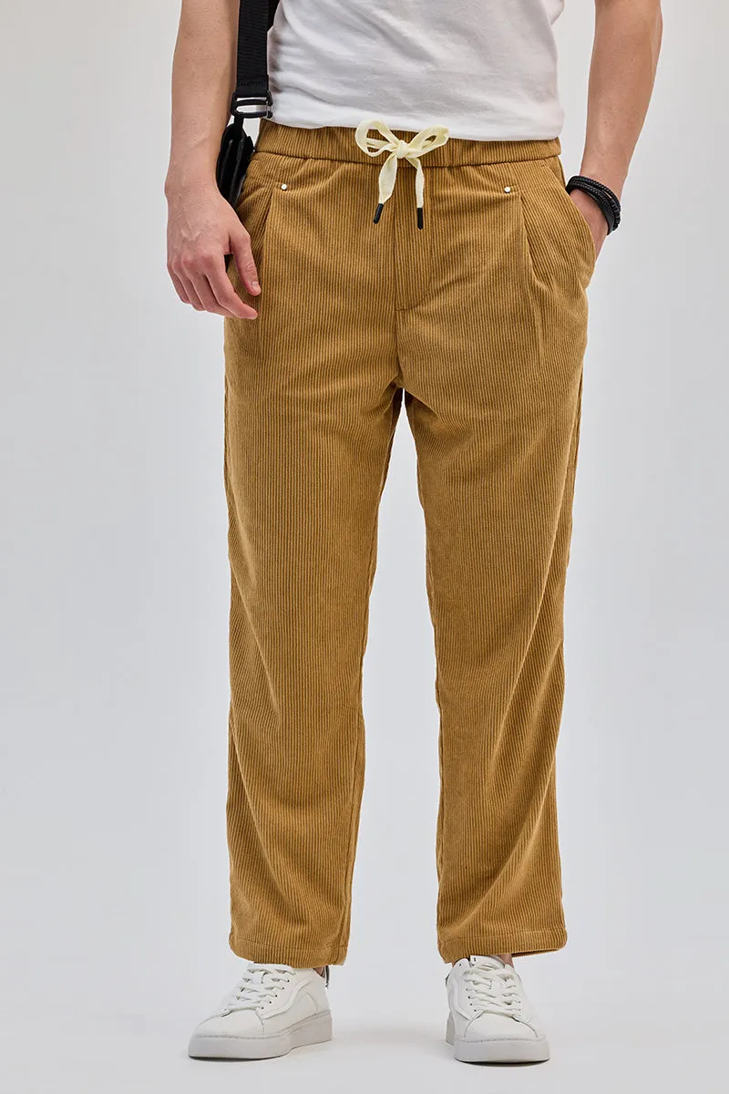 Light Brown Corduroy Relaxed Fit Trousers