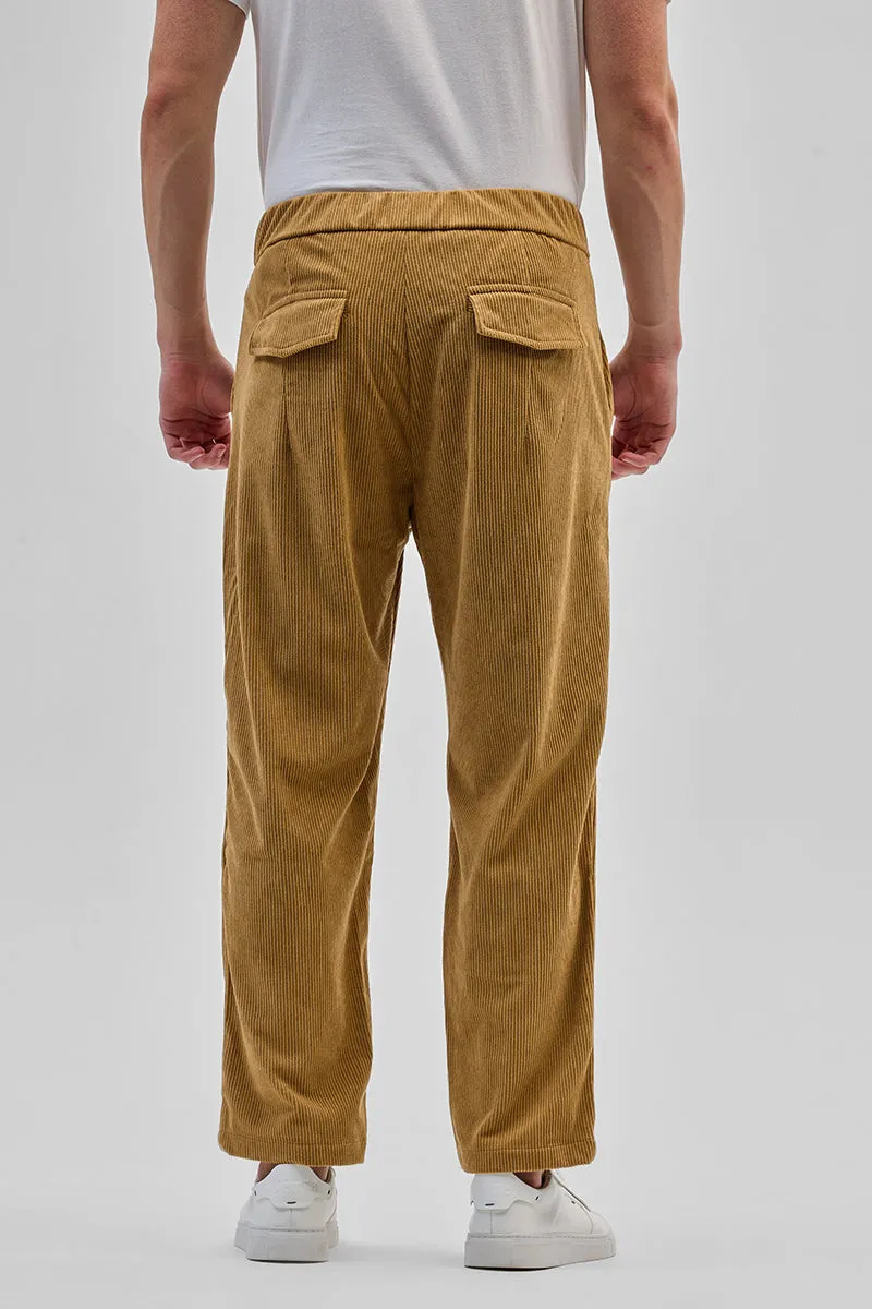 Light Brown Corduroy Relaxed Fit Trousers