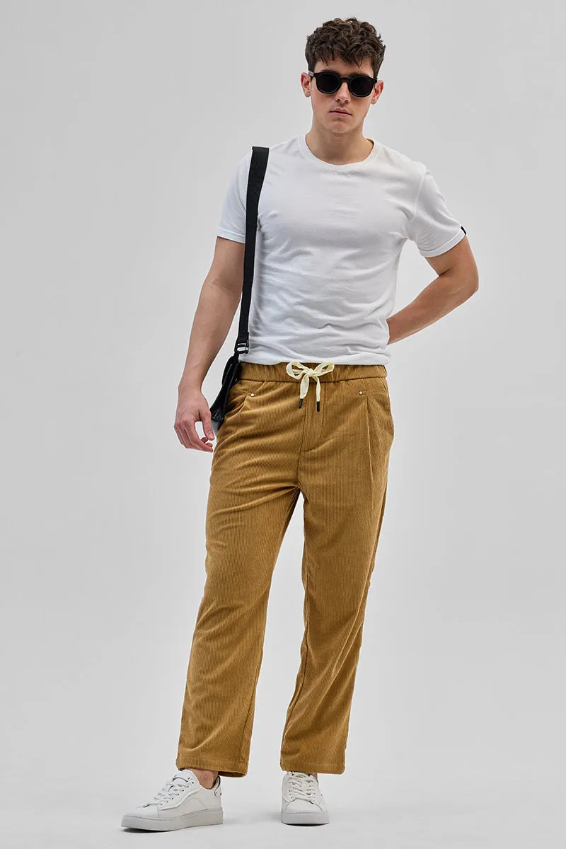 Light Brown Corduroy Relaxed Fit Trousers