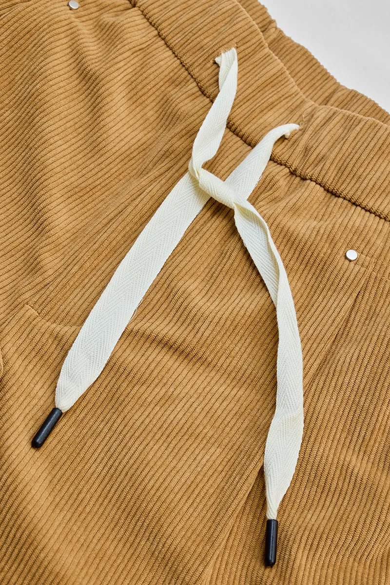 Light Brown Corduroy Relaxed Fit Trousers