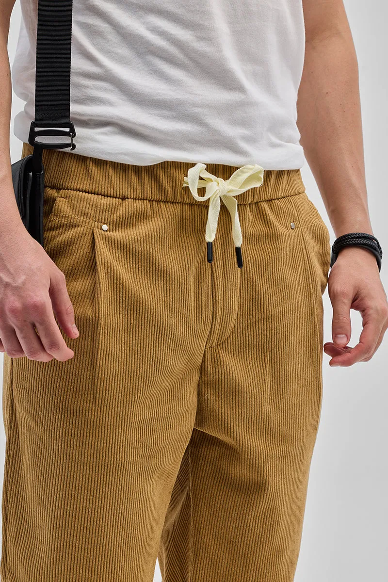 Light Brown Corduroy Relaxed Fit Trousers