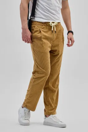 Light Brown Corduroy Relaxed Fit Trousers