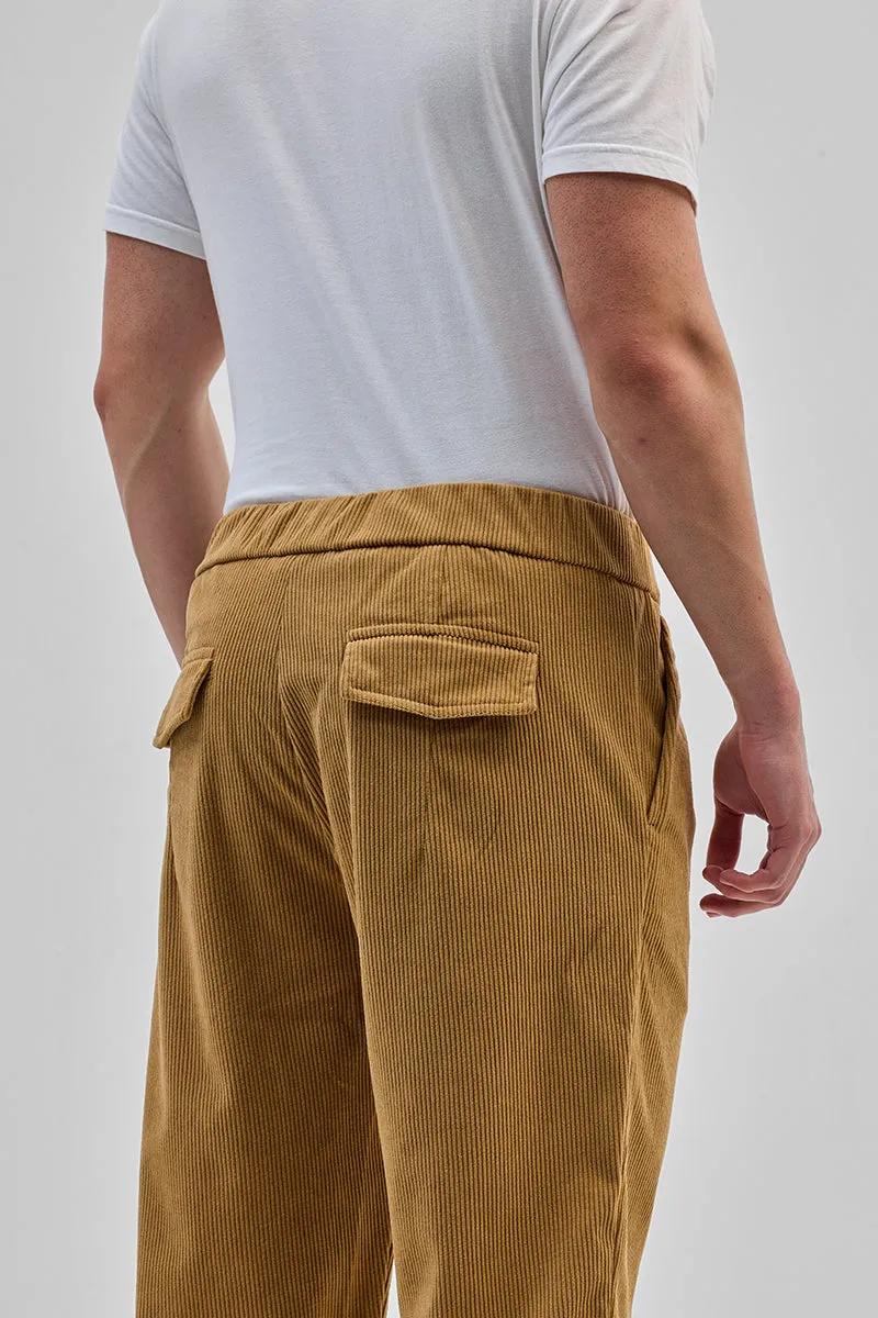 Light Brown Corduroy Relaxed Fit Trousers